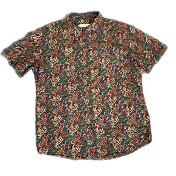 Profound Aesthetic Colorful Paisley Short Sleeve Button-Down Shirt Size M - Picture 9 of 12